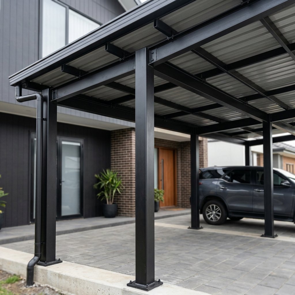 Kanopi Teras & Carport Rangka Hollow Atap Spandek / Alderon